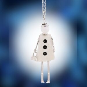 Doll Necklace - 3.5" Doll ~ 30" Silver Color Chain (Approximate Measurements)